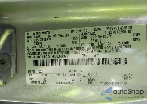 2017 Lincoln Mkc Premiere from USA, damaged, VIN 5LMCJ1C91HUL00377